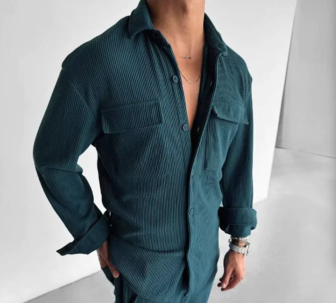 New Men's Shirt New Long Sleeve Lapel