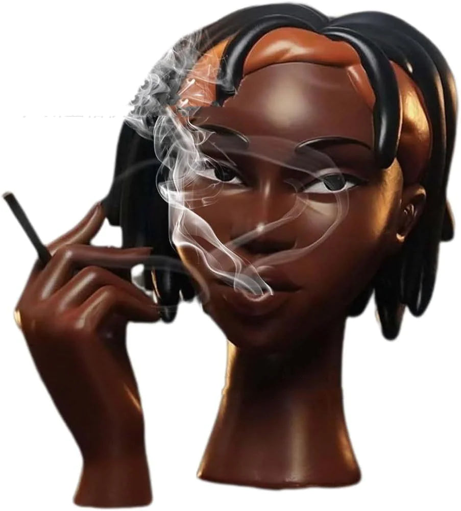 Elegant Black Woman Head Incense Burner