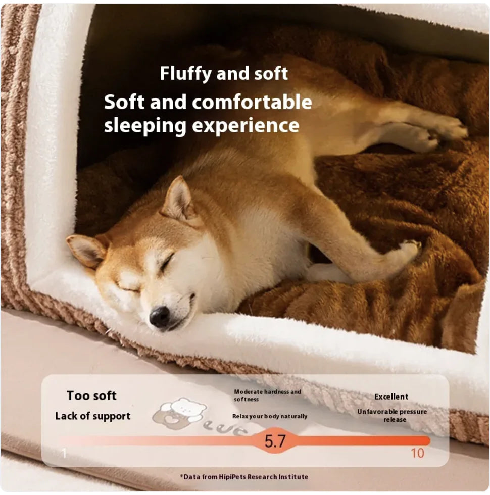 Cozy Bear-Shaped Enclosed Pet Bed for Small Dogs