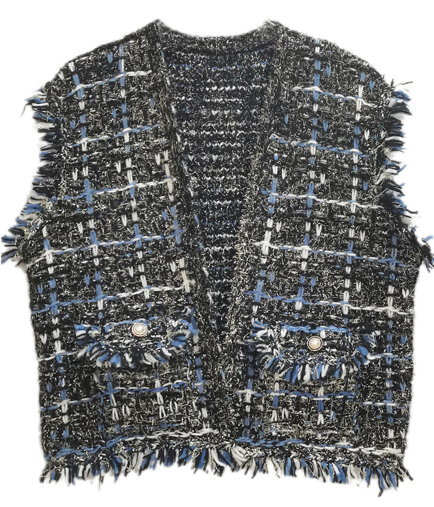 Exquisite Plaid Tweed Vest