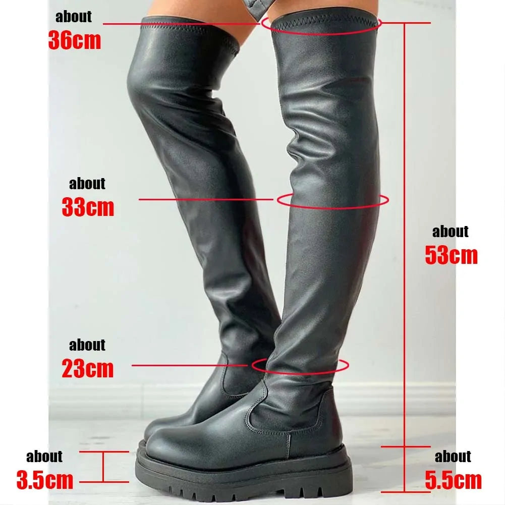 Overknee-Stiefel mit Plateausohle für Damen