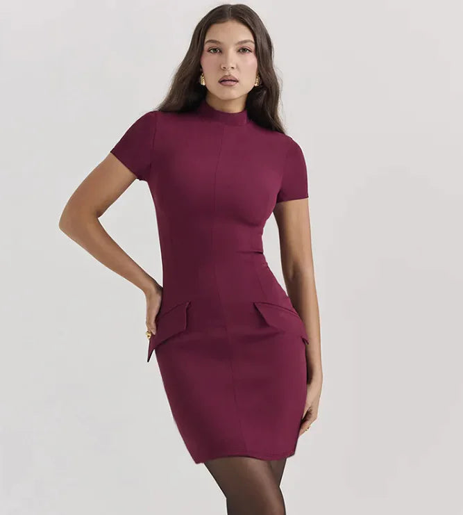 Solid Color Simple And Tight Waist-tight Dress