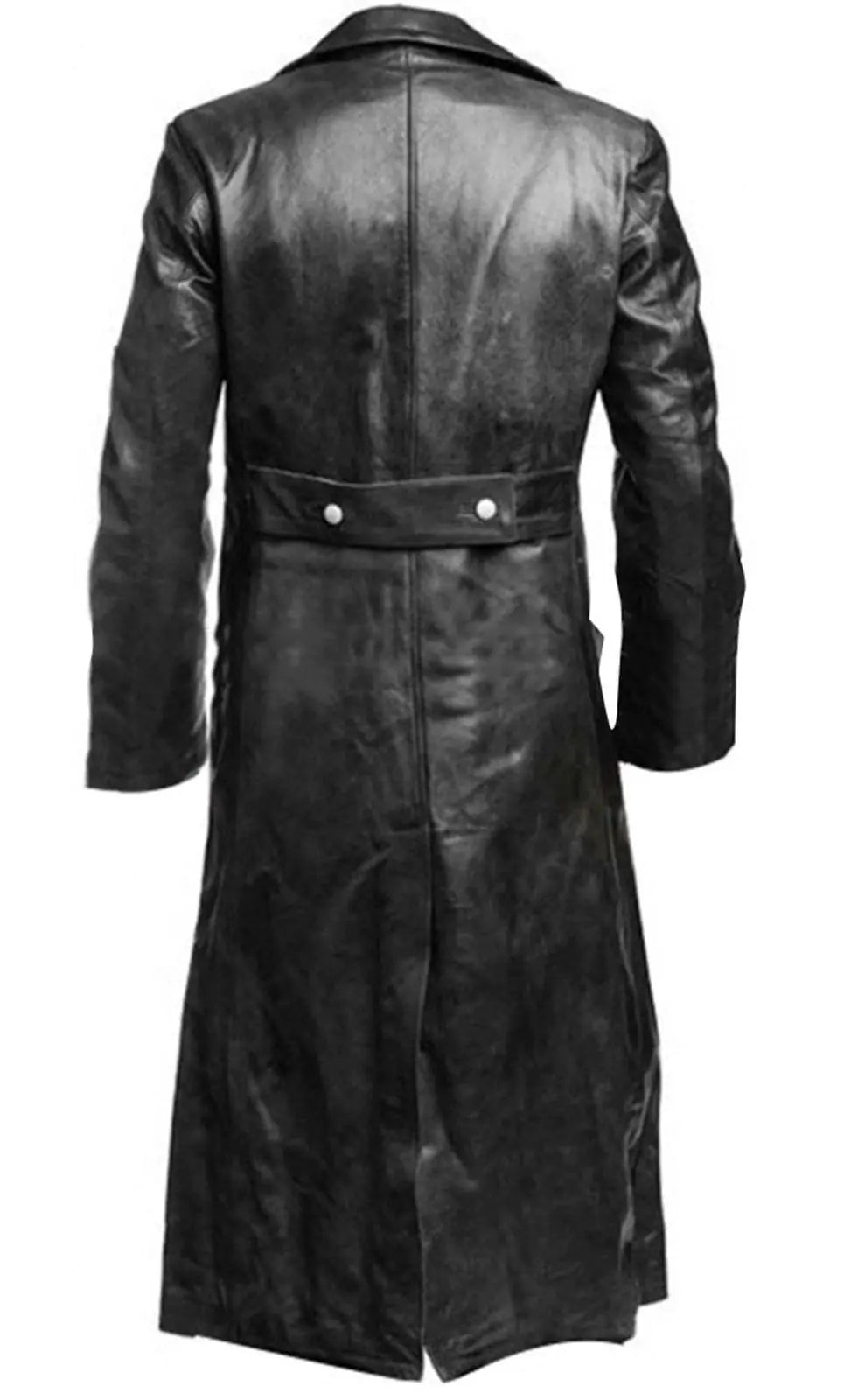 Men's Black Leather Trench Coat