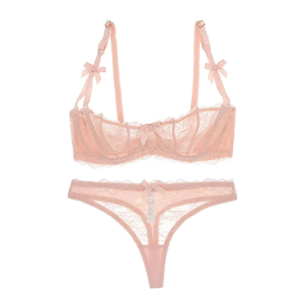 Dessous-Set aus BH und Tanga mit Blumenspitze für Damen