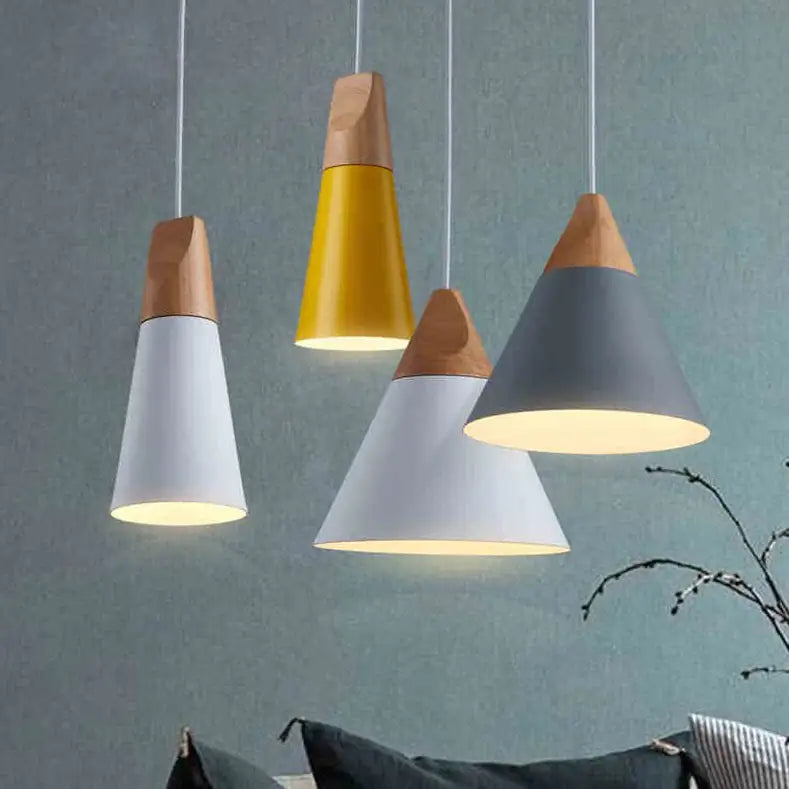 Wooden Funnel Pendant Lights