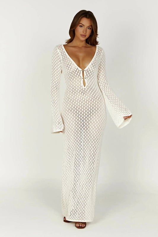 Sexy Women Long Knit Beach Dress