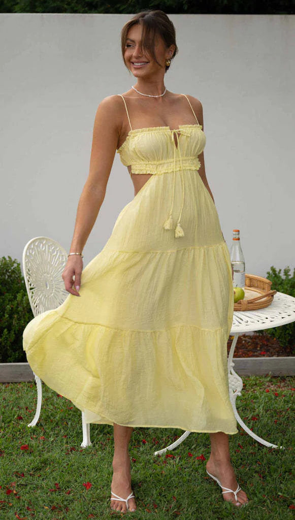 Women's V-Neck Sleeveless Color-Block Swing Maxi Dress