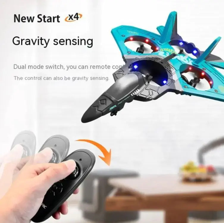 Children's Remote Control Aircraft V17 Fighter Drone Drop-resistant Foam Fixed Wing Glider Stunt Boy Toy