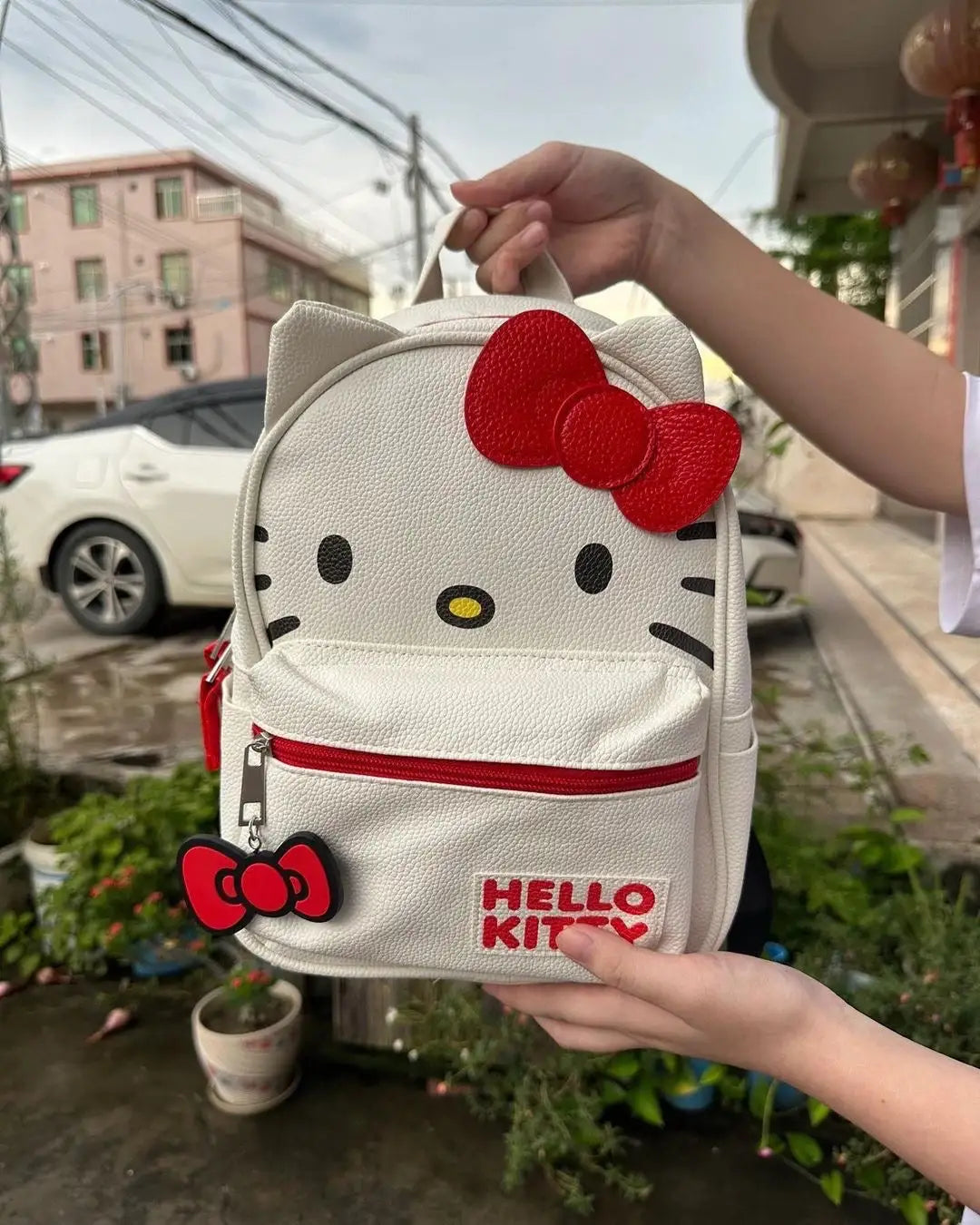 Red White Bow Hello Kitty Backpack Bag