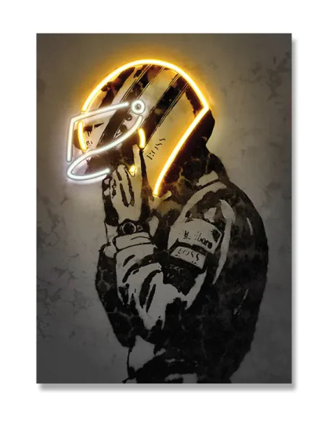 Neon Glow Vintage Helmet Canvas Art