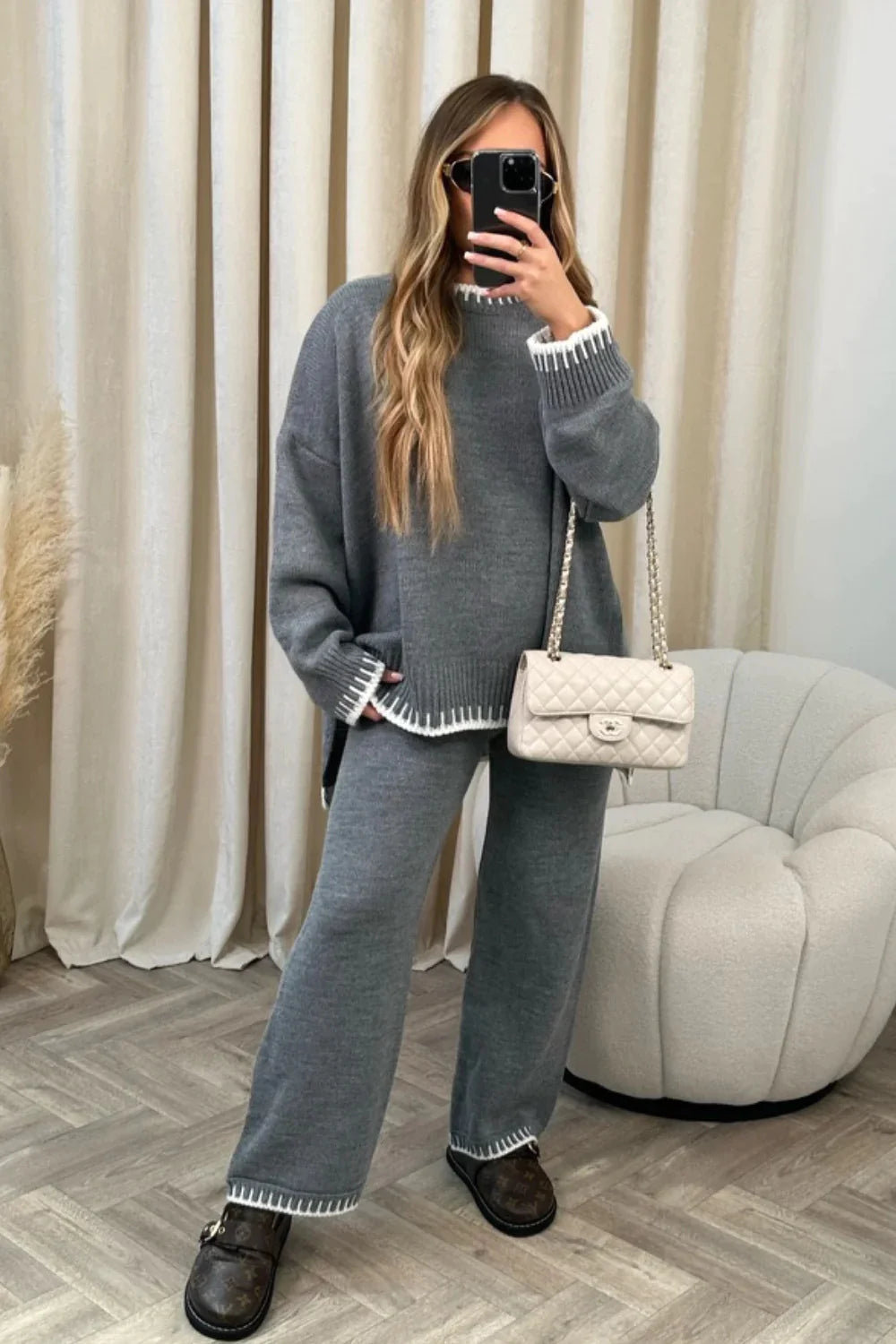 Solid Color Casual Loose Two-piece Suit Women