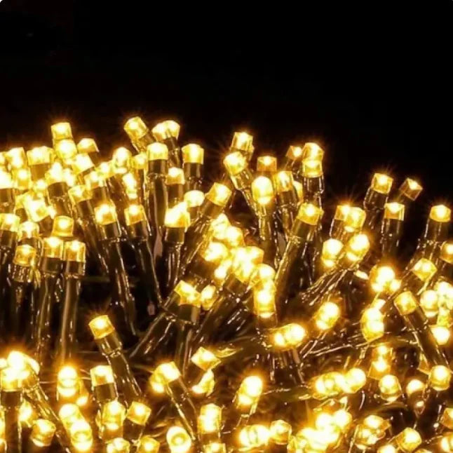 10M LED String Lights with 100 Flashing Bulbs & Black Wire