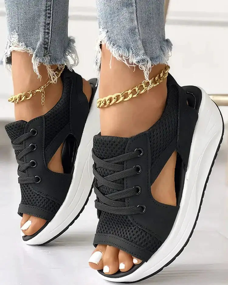 Women's Summer Open Toe Sneakers with Cut Out Design