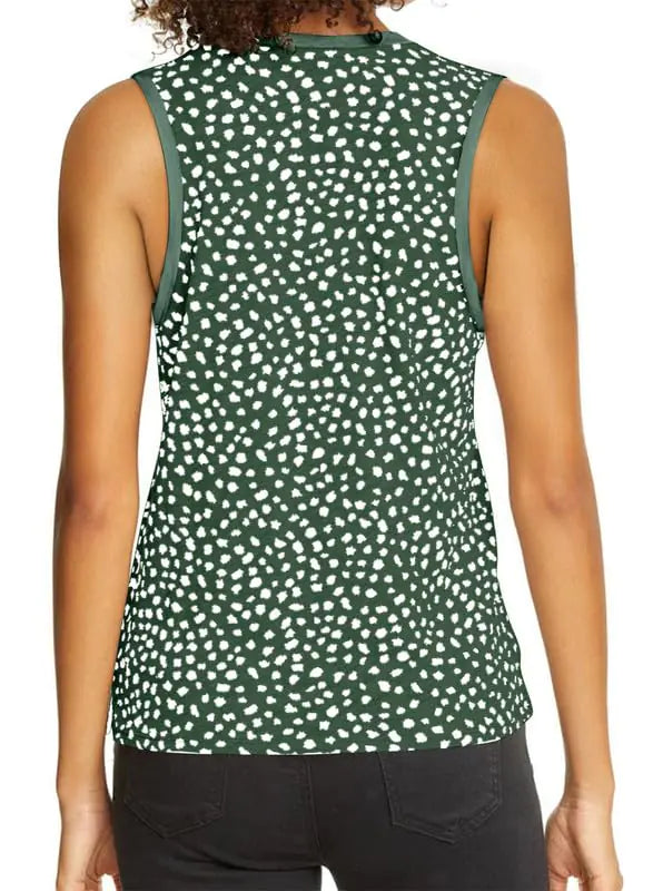 Dokotoo Womens Leopard Print Tank Tops Crewneck Sleeveless Summer Casual T-Shirts Blouses XX-Large Green