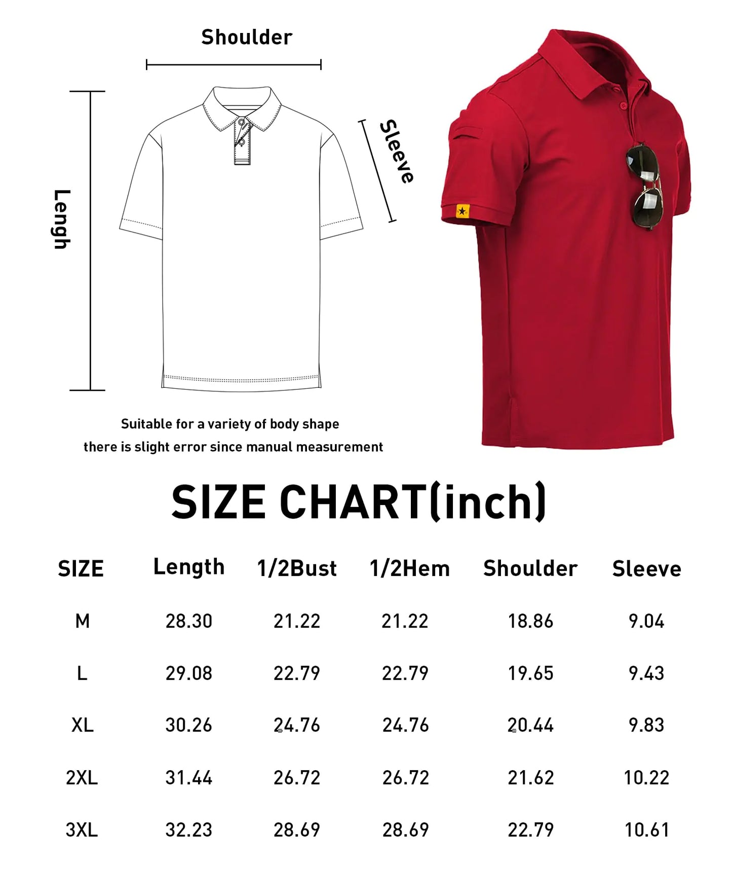 SCODI Mens Polo Shirts Performance Short Sleeve Tactical Shirts Athletic Golf Shirt for Men Daily Casual Collared T-Shirt X-Large Red