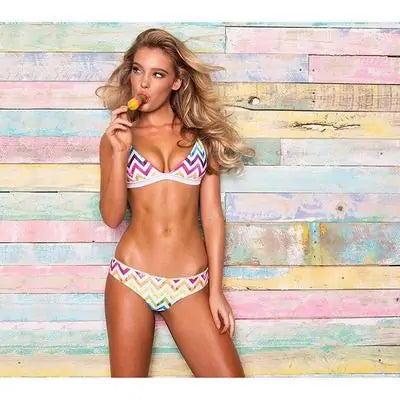 Ribbed Zig Zag Tie Side Bikini