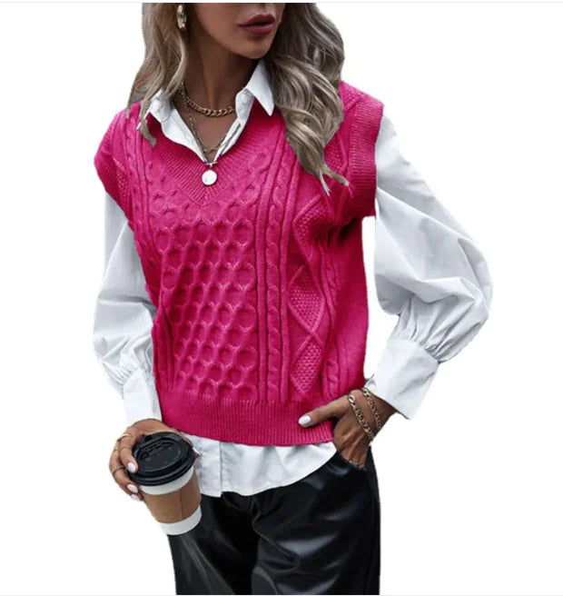 Women's European & American Style Knit Fashion Vest