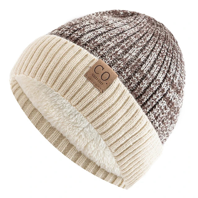 Unisex Two-Tone Winter Knitted Beanie