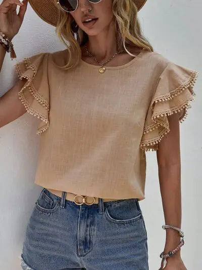 Denise Ruffle Cap Sleeve Top