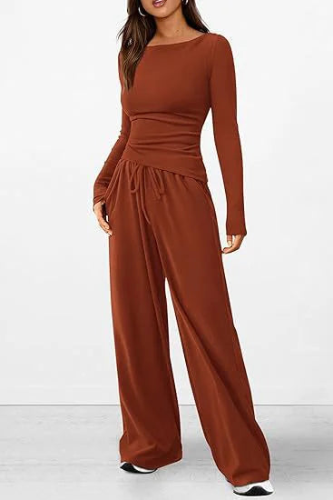 Casual Suit Long-sleeved T-shirt Wide-leg Pants