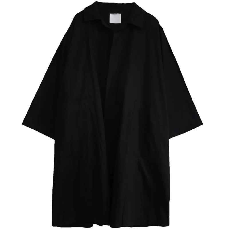 Mauroicardi Autumn Long Black Oversized Trench Coat