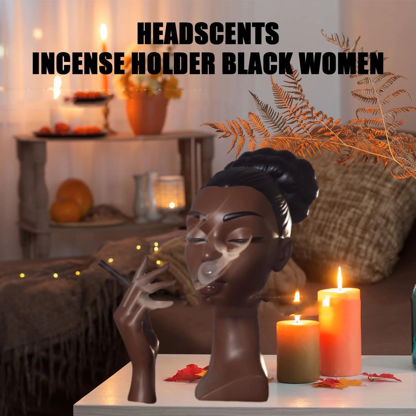 Elegant Black Woman Head Incense Burner