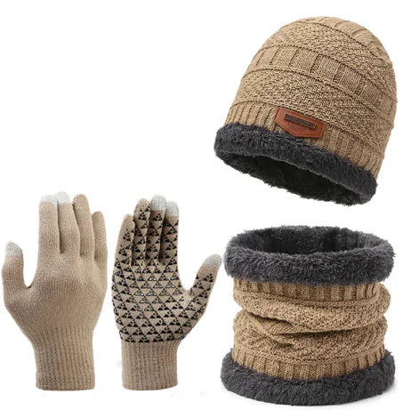 Winter Scarf Gloves Three-piece Set