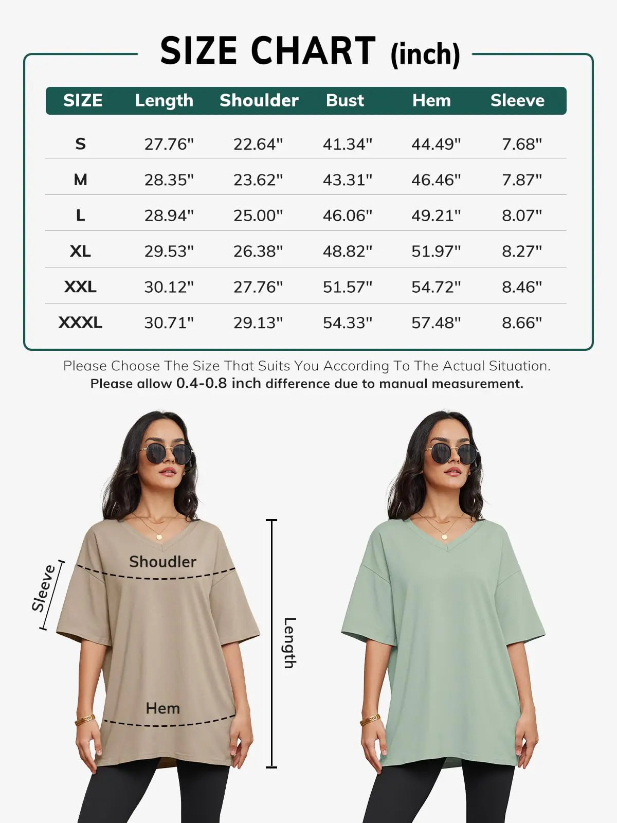 ATHMILE Womens Oversized T Shirts V Neck Tees Half Sleeve Cozy Comfy Tunic 2024 Y2K Tops Casual Small Dark Pink