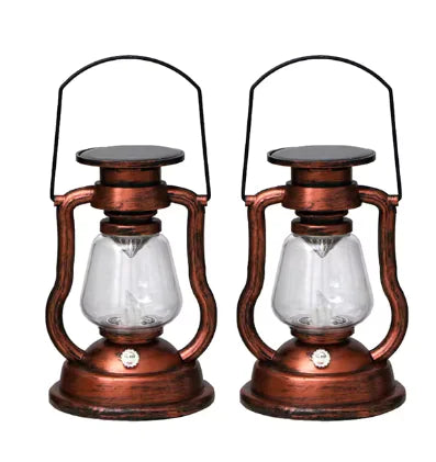 Retro Solar LED Lantern, Flameless Outdoor Hanging Light