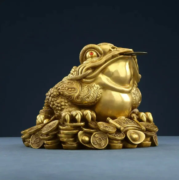 Brass Treasure Toad Ornament for Home and Office Decor