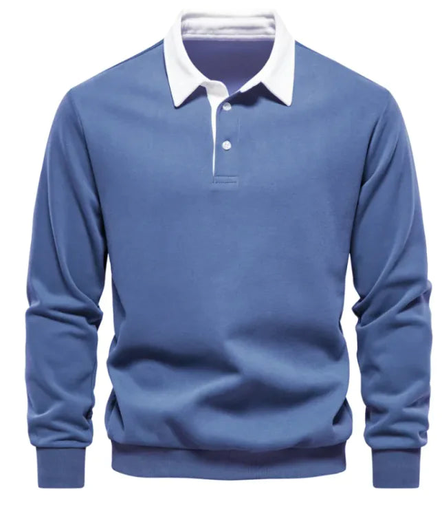 Men's Fashion Casual Versatile Long Sleeves Polo Collar Sweater