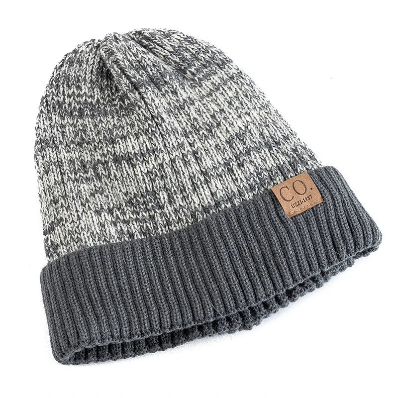 Unisex Two-Tone Winter Knitted Beanie