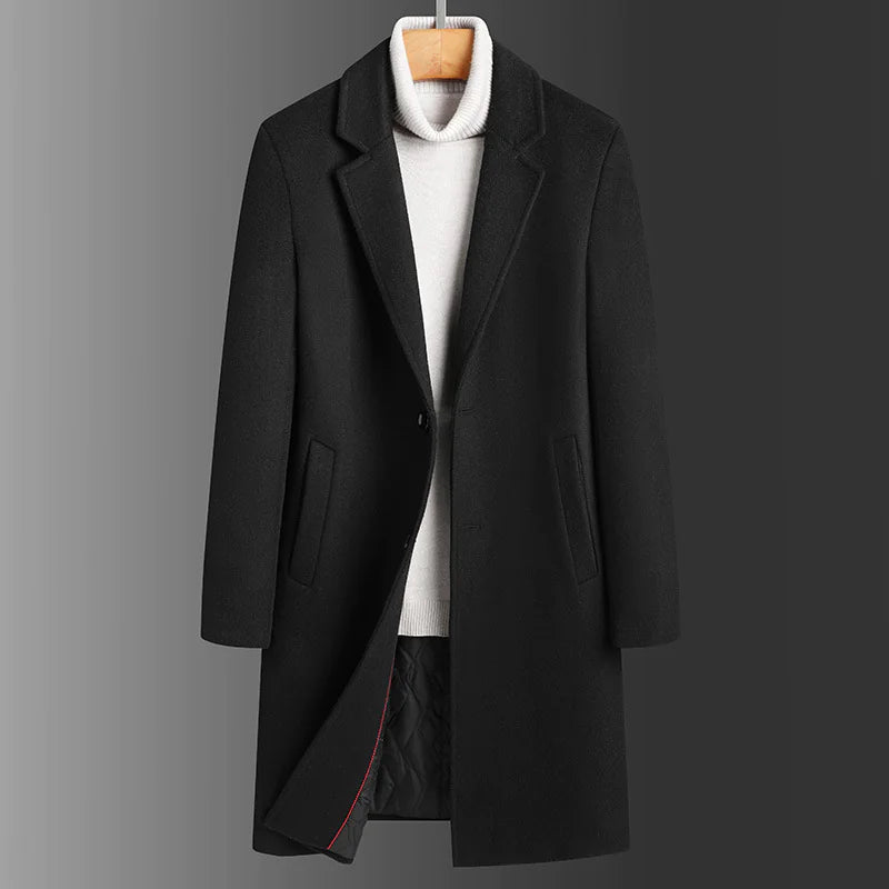 Men's Slim Fit Wool Trench Coat