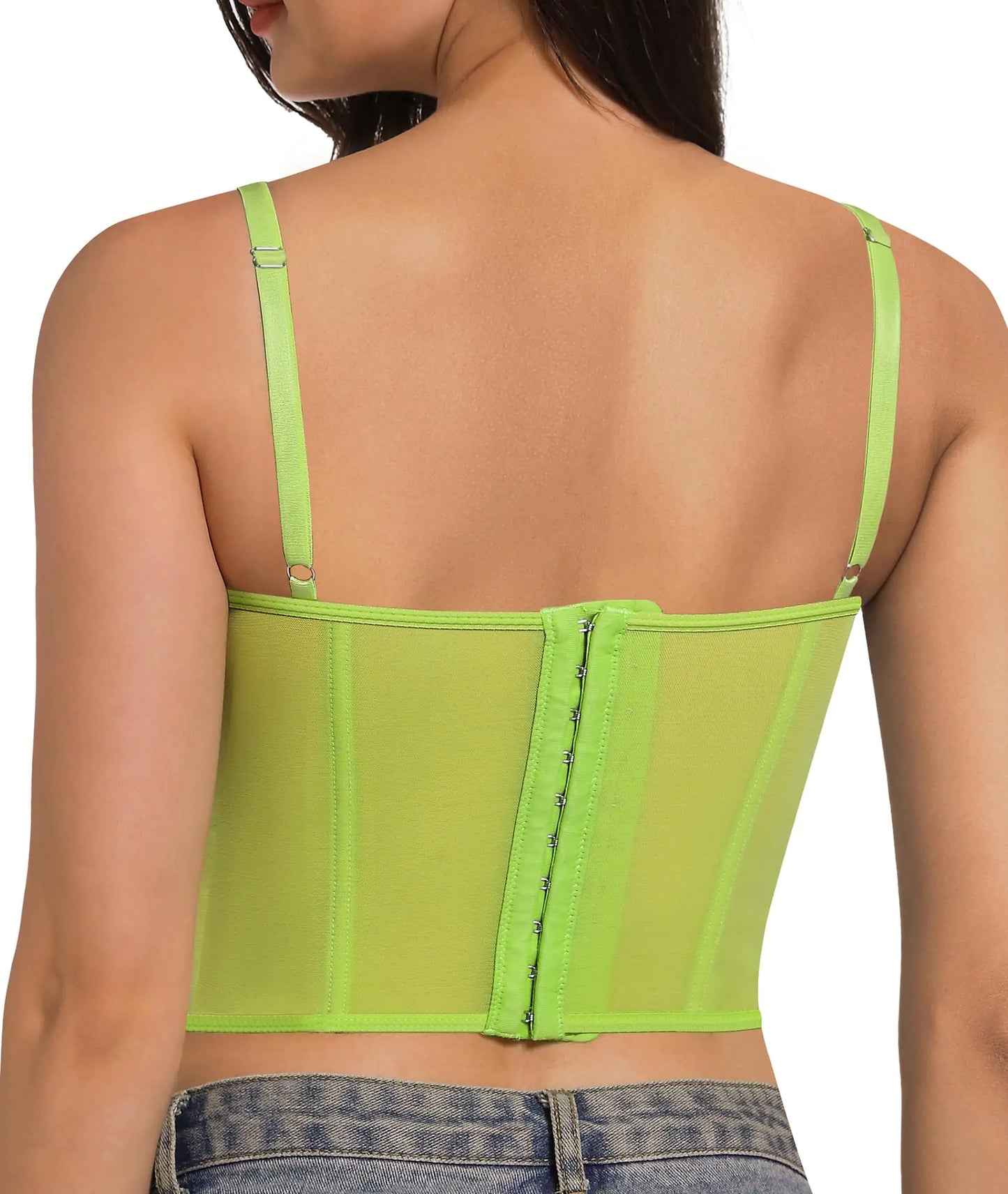 Lace Bustier Corset Tops for Women - Sexy Going Out Top with Buckle Green X-Small