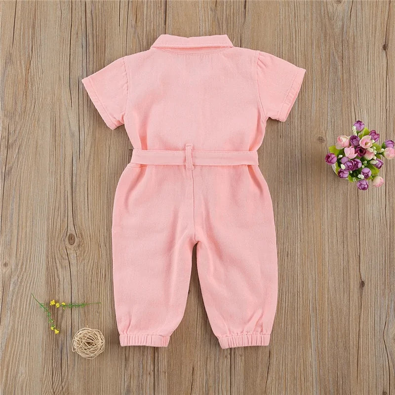 Infant Kids Baby Girls Denim Jumpsuit