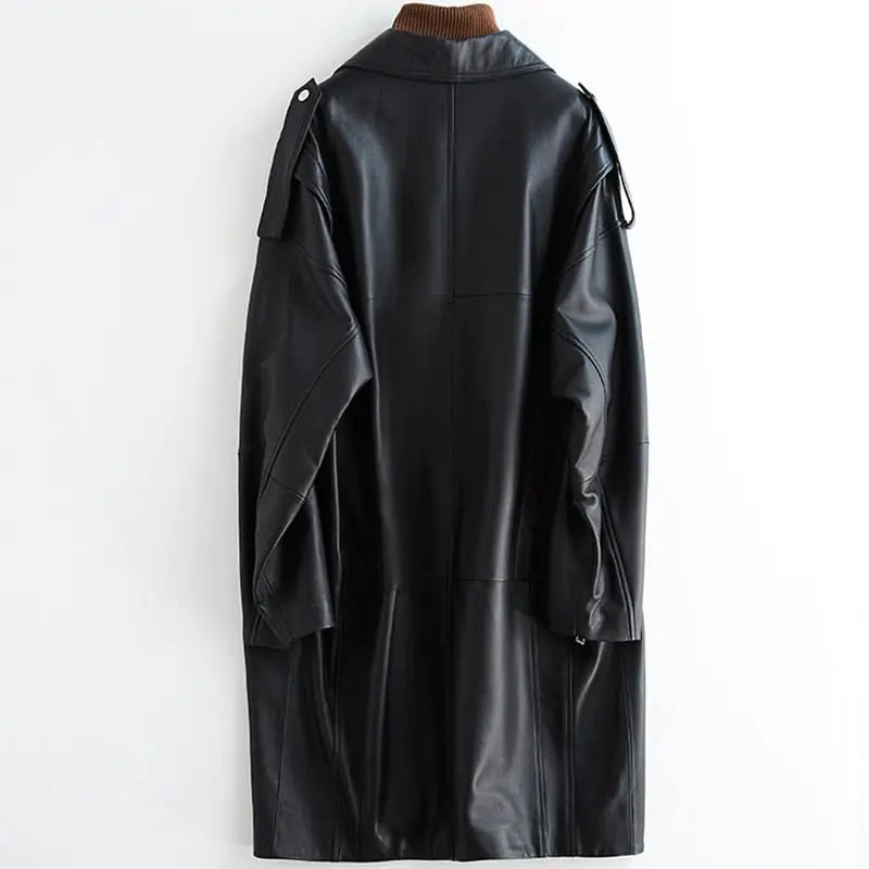 Oversized Faux Leather Long Coat