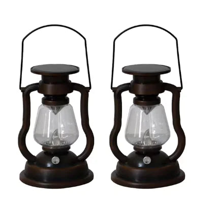 Retro Solar LED Lantern, Flameless Outdoor Hanging Light