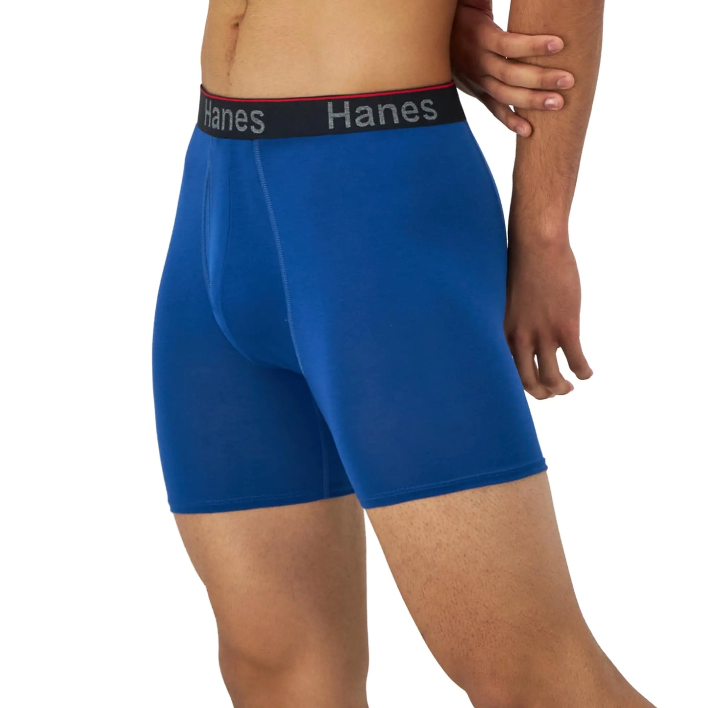 Hanes Total Support Pouch Men's Boxer Brief Underwear, Anti-Chafing, Moisture-Wicking Odor Control, 3-Pack (Reg or Long Leg) Large Regular Leg - Blue/Red/Black - 3 Pack