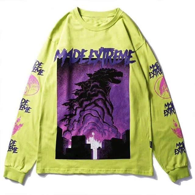 Japan Style Tops Monster Printed T-shirt