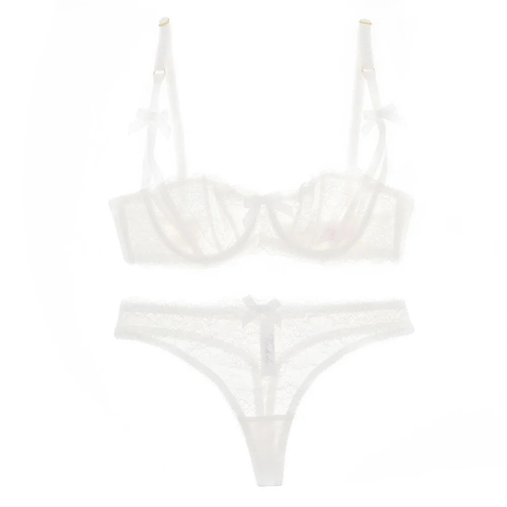 Dessous-Set aus BH und Tanga mit Blumenspitze für Damen