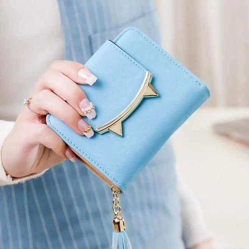 Cute Cat Ears Leather Vintage Tassel Women Wallet