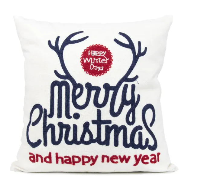 Embroidered Christmas Pillow Cover