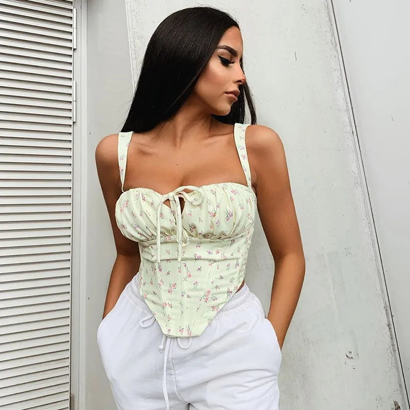 NewAsia Floral Corset Crop Top