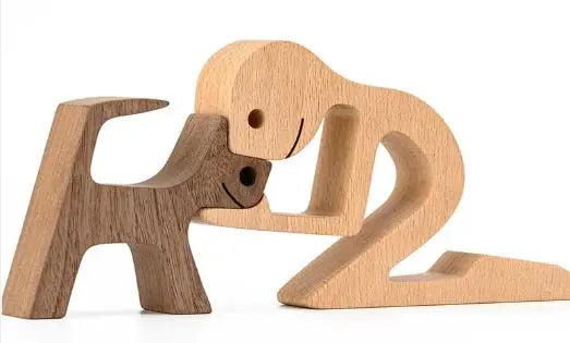 Wood Dog Sculpture Home Decoration