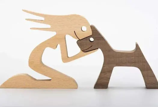 Wood Dog Sculpture Home Decoration