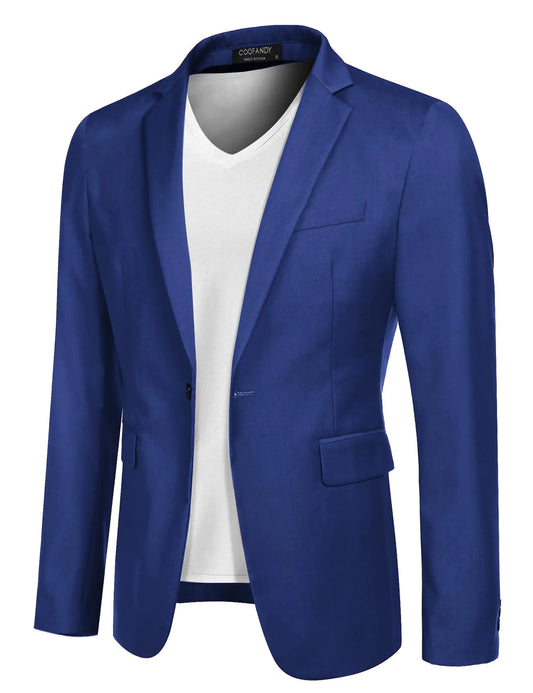 COOFANDY Herren Sportmantel, legerer Blazer, ein Knopf, Business-Anzugjacke, Grau/Blau, 3XL