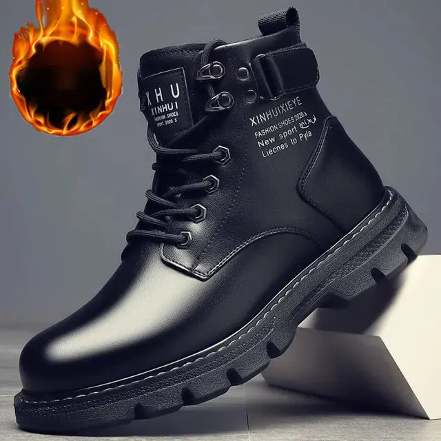 Unisex Leather Shoes High Top Fashion Winter Boots