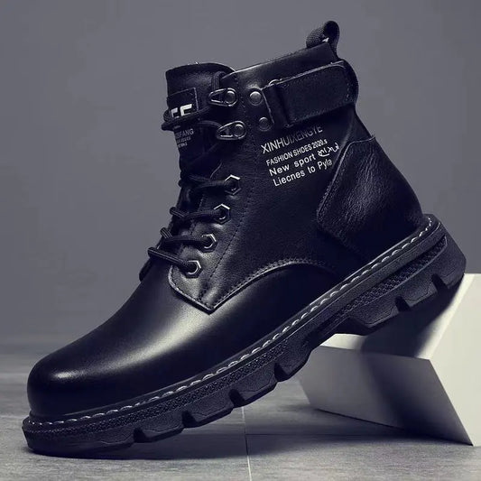 Unisex Leather Shoes High Top Fashion Winter Boots