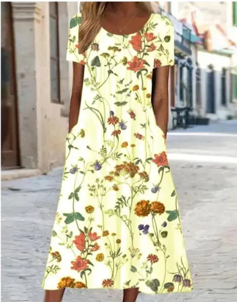 Flowy Bloom Loose-Fit Floral Maxi Dress