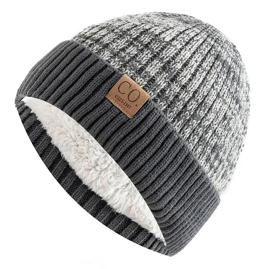 Unisex Two-Tone Winter Knitted Beanie